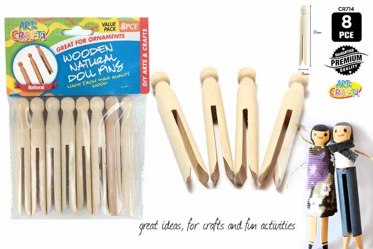 Wooden Doll Pegs - Pack of 8